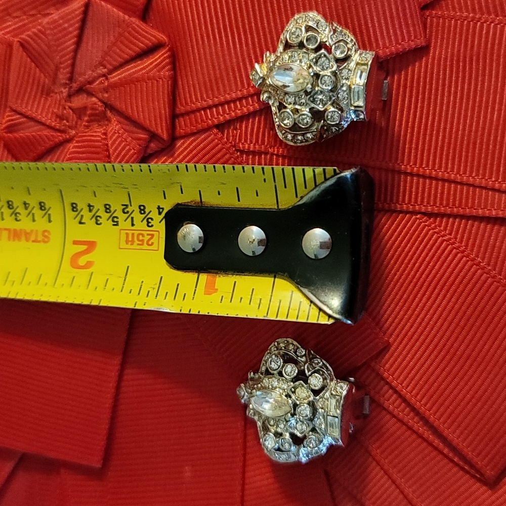 Small Silver & Rhinestone Clip-on Earrings - Picture 3 of 4
